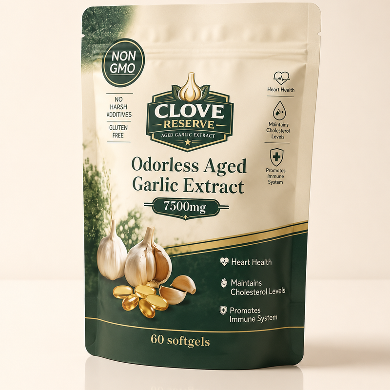 CloveReserve 7500mg Aged Garlic Extract – Odorless Cardiovascular Support