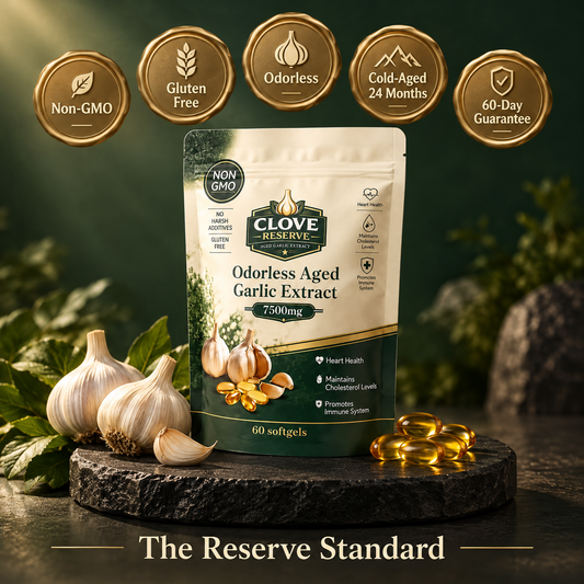CloveReserve 7500mg Aged Garlic Extract – Odorless Cardiovascular Support