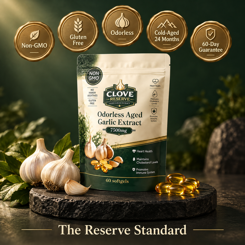 CloveReserve 7500mg Aged Garlic Extract – Odorless Cardiovascular Support